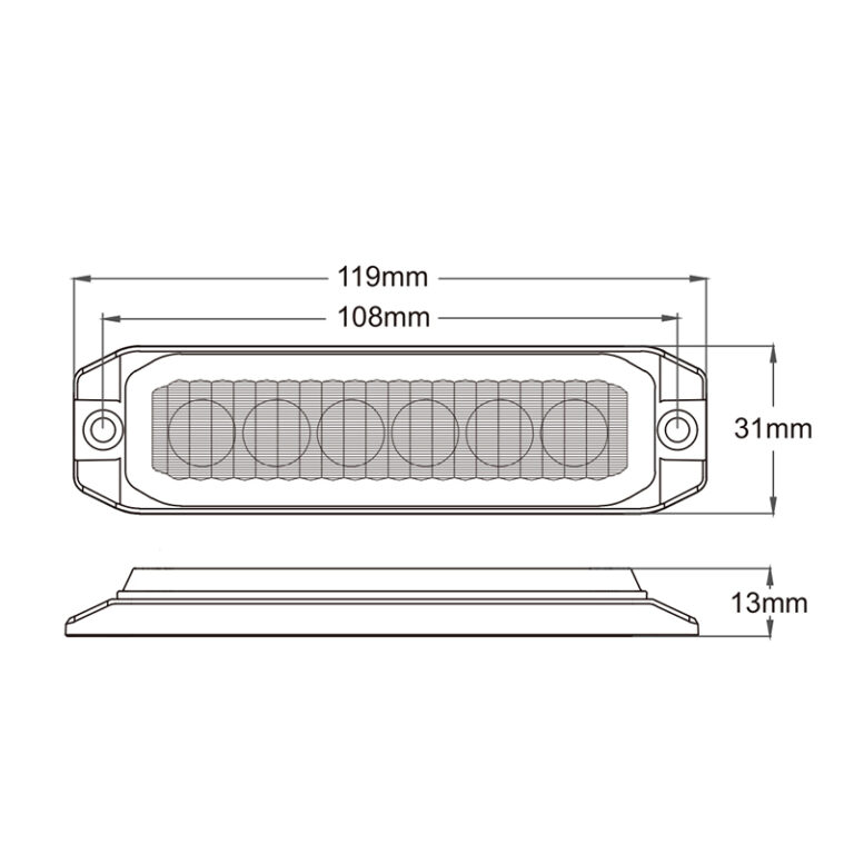 Ultra-thin ECE R65, R10, LED Directional 6 x LEDs, 12/24V, IP67,  Amber, 10 x Flash patterns - Image 3