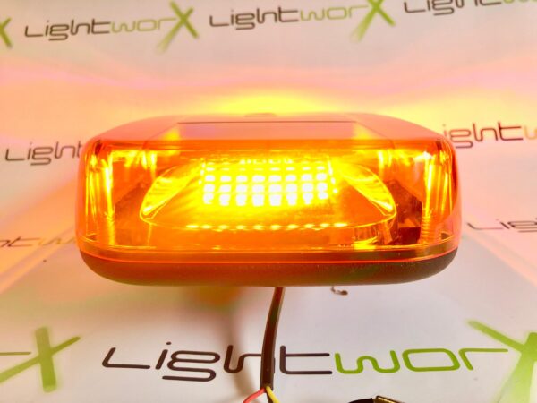 LED Minibar 12/24V, ECE R65, R10, IP56, 15 x Flash Patterns, Pole Mount, Amber Lens, Amber Light - Image 7