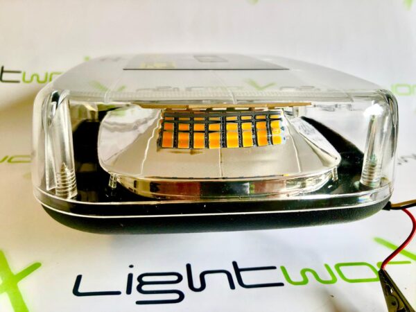 LED Minibar 12/24V, ECE R65, R10, IP56, 15 x Flash Patterns, Pole Mount, Clear Lens, Amber Light - Image 3