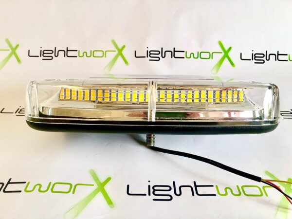 LED Minibar 12/24V, ECE R65, R10, IP56, 15 x Flash Patterns, Pole Mount, Clear Lens, Amber Light - Image 9