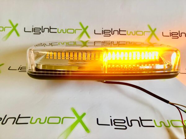 LED Minibar 12/24V, ECE R65, R10, IP56, 15 x Flash Patterns, Pole Mount, Clear Lens, Amber Light - Image 7